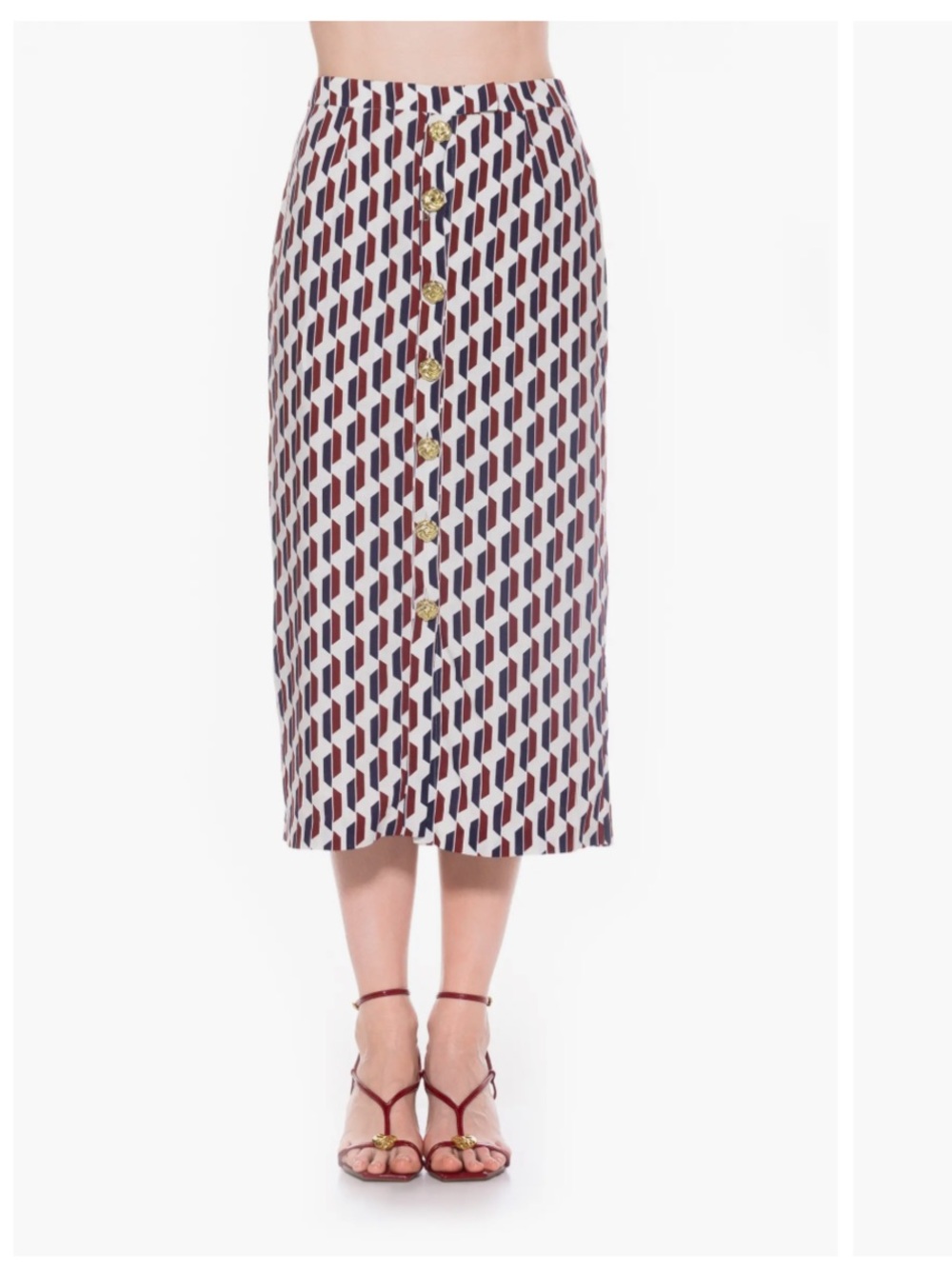 Alexia Admor Carla Button Front Midi Skirt